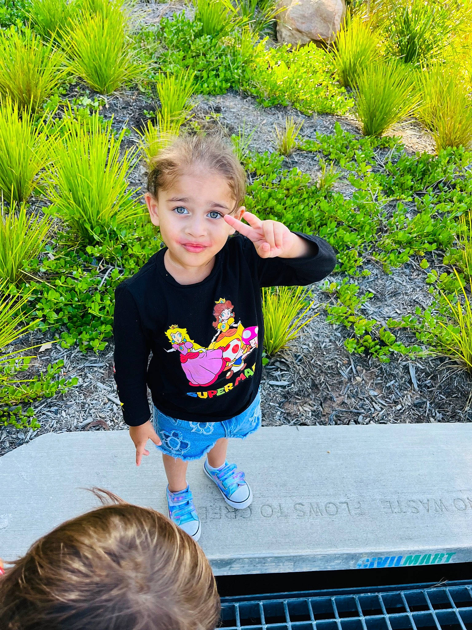 Aylah joined the competition — help win amazing prizes! baby_toddler_clothing, blue, child, electric_blue, fun, grass, green, groundcover, hair, happy, landscape, leisure, people_in_nature, person, plant, recreation, smile, summer, t_shirt, toddler
