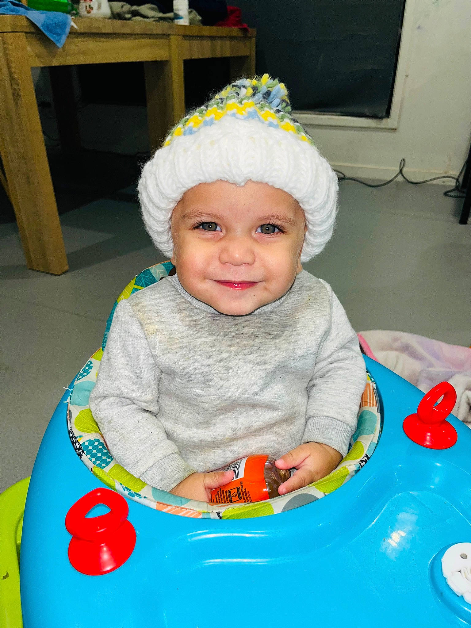 Jakairo joined the competition — help win amazing prizes! baby, baby_toddler_clothing, chair, cheek, child, desk, dress, event, fun, happy, headwear, holiday, joy, person, riding_toy, room, sitting, sleeve, smile, table