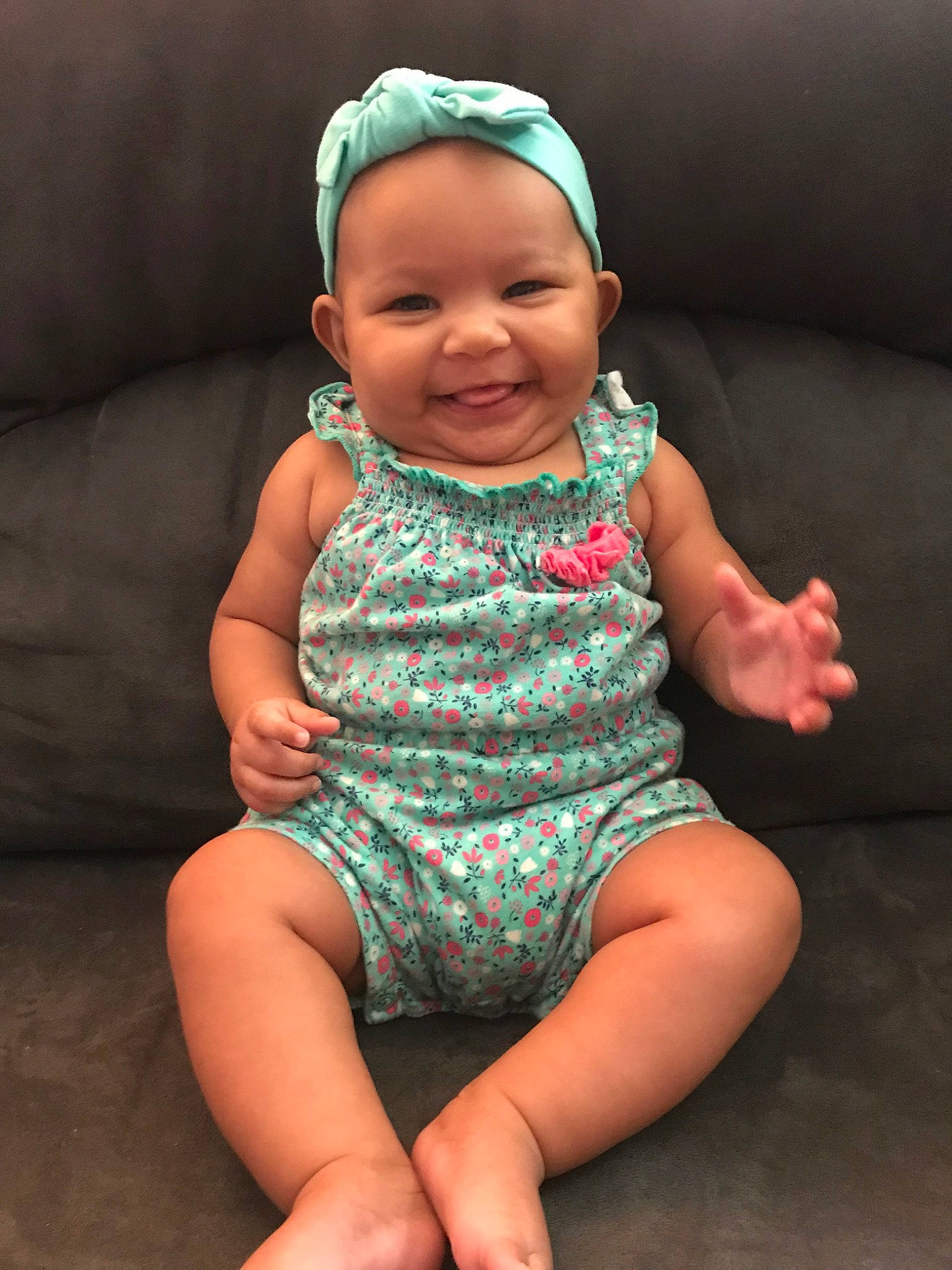 Lyanna joined the competition — help win amazing prizes! baby, baby_toddler_clothing, child, head, headgear, joy, person, sitting, skin, smile, toddler