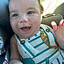 Benjamin Schneider participe au concours pour gagner de l'argent avec cette photo : baby, child, smiling, face, closeup, car_seat, clothing, striped, button, hand, happy, infant, cute, portrait, seatbelt, sunlight, skin, eyes, mouth, person