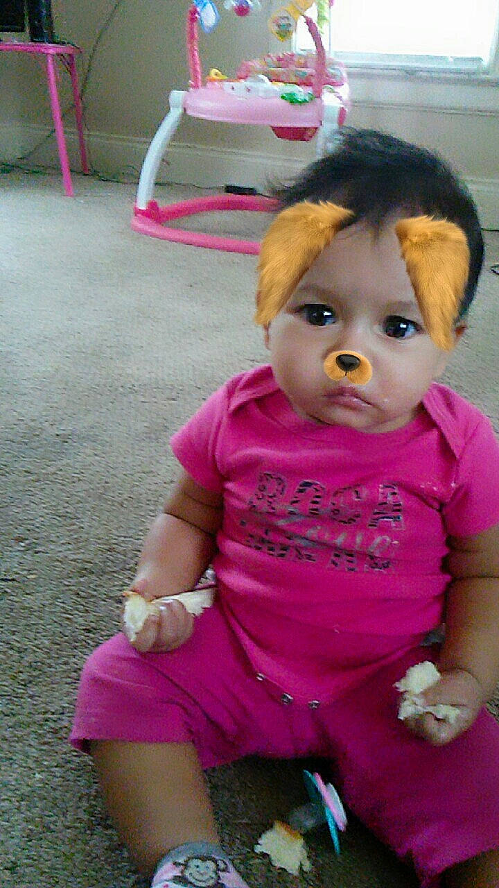 Kamiya is registered to the contest to win money with this photo: baby_products, cheek, child, day, fun, girl, head, infant, iris, magenta, person, pink, play, product, purple, skin, smile, textile, toddler, toy