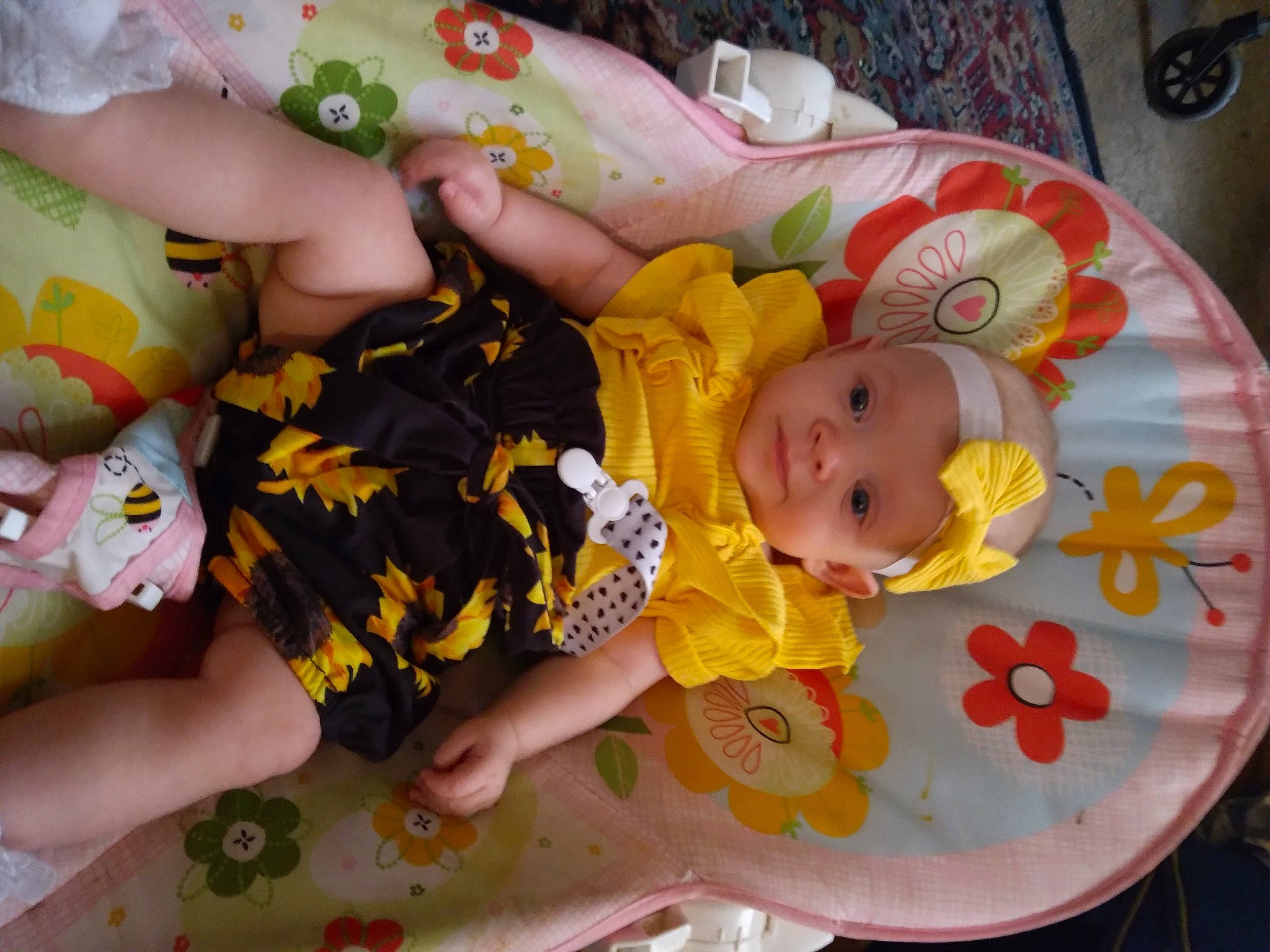 Haylee joined the competition — help win amazing prizes! baby, baby_products, baby_toddler_clothing, baby_toys, beauty, cheek, child, eye, face, hand, headwear, human_body, linens, nail, pattern, person, pink, product, room, skin