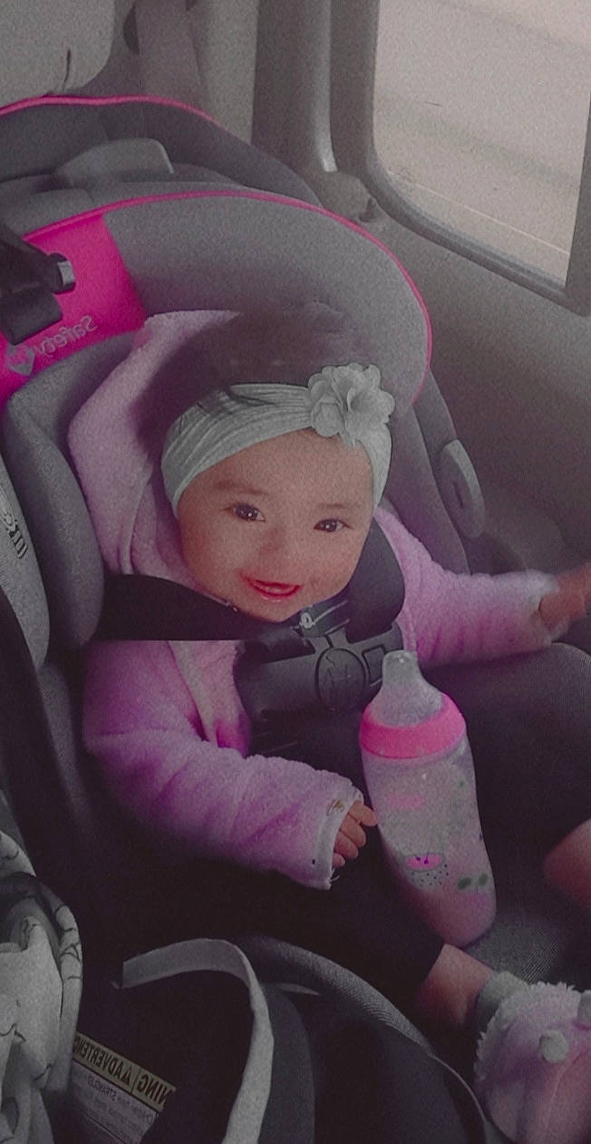 Neveah is registered to the contest to win money with this photo: auto_part, automotive_design, baby, baby_carriage, baby_products, car_seat, car_seat_cover, child, comfort, family_car, fun, happy, head, headwear, joy, magenta, person, pink, purple, smile