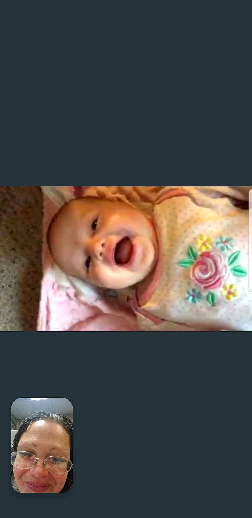 Julie is registered to the contest to win money with this photo: cheek, child, chin, close_up, ear, eye, face, finger, forehead, head, infant, jaw, lip, mouth, neck, nose, person, photo_caption, product, skin