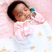 Alaiyah joined the competition — help win amazing prizes! baby, blanket, child, clothing, comfort, cozy, cute, face, heart_pattern, indoors, infant, newborn, pacifier, peaceful, pink, portrait, resting, sleeping, soft_texture, toddler
