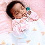 baby, blanket, child, clothing, comfort, cozy, cute, face, heart_pattern, indoors, infant, newborn, pacifier, peaceful, pink, portrait, resting, sleeping, soft_texture, toddler