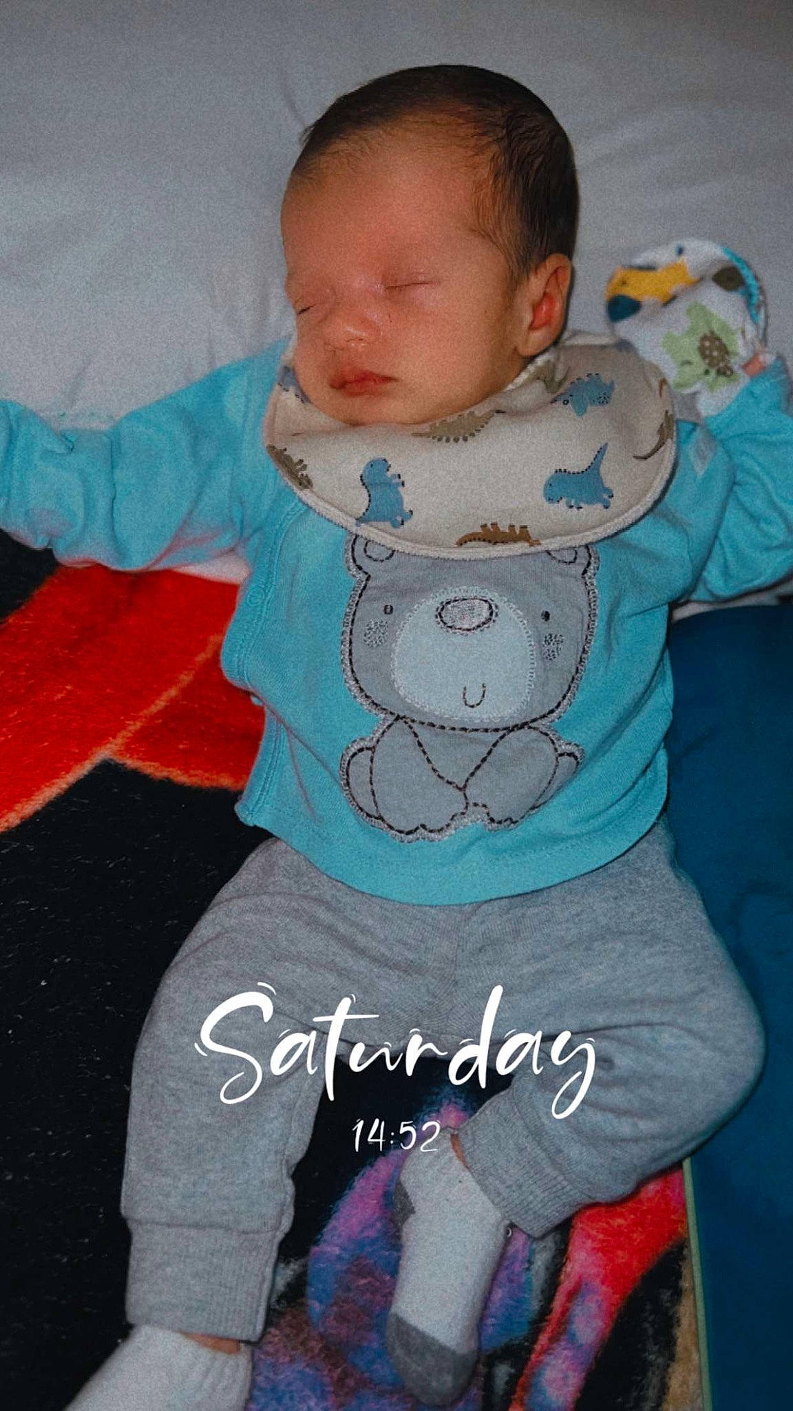 Jaxon joined the competition — help win amazing prizes! abdomen, baby, baby_products, baby_toddler_clothing, bib, child, comfort, electric_blue, grey, happy, head, pattern, person, pink, sleeve, t_shirt, textile, thigh, toddler, trunk