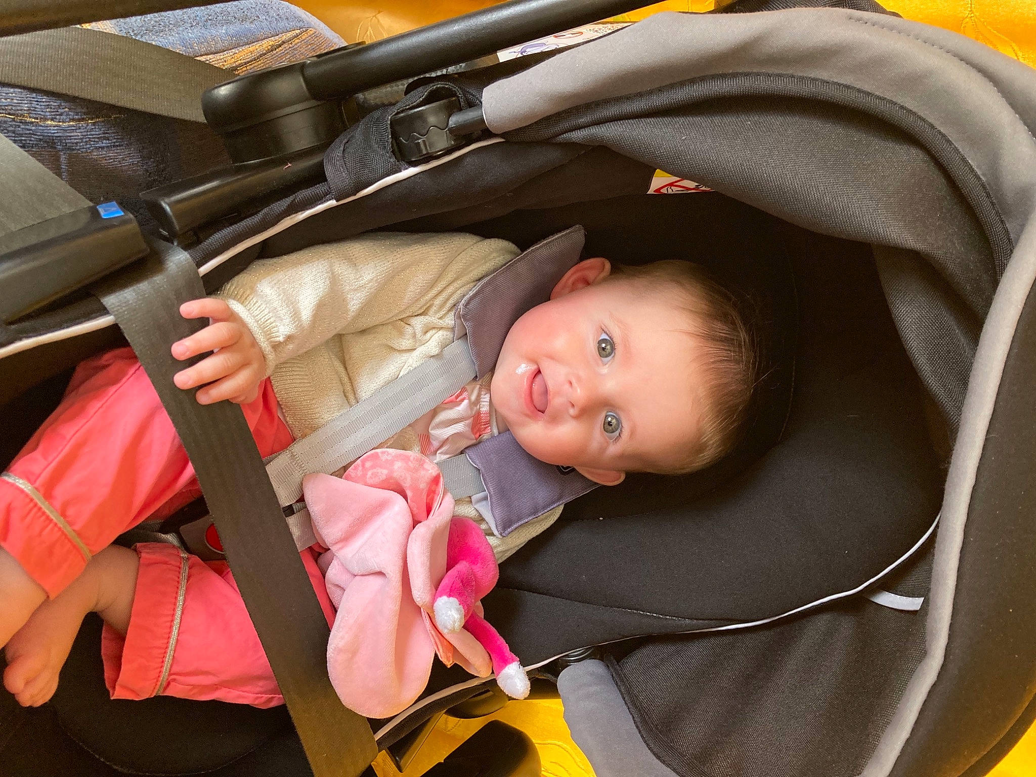 Tylia a rejoint le concours — aidez-le/la à gagner de superbes lots ! auto_part, baby, baby_carriage, baby_in_car_seat, baby_products, baby_toddler_clothing, bag, baggage, car_seat, carmine, child, comfort, luggage_and_bags, mammal, people, person, product, sitting, smile, toddler