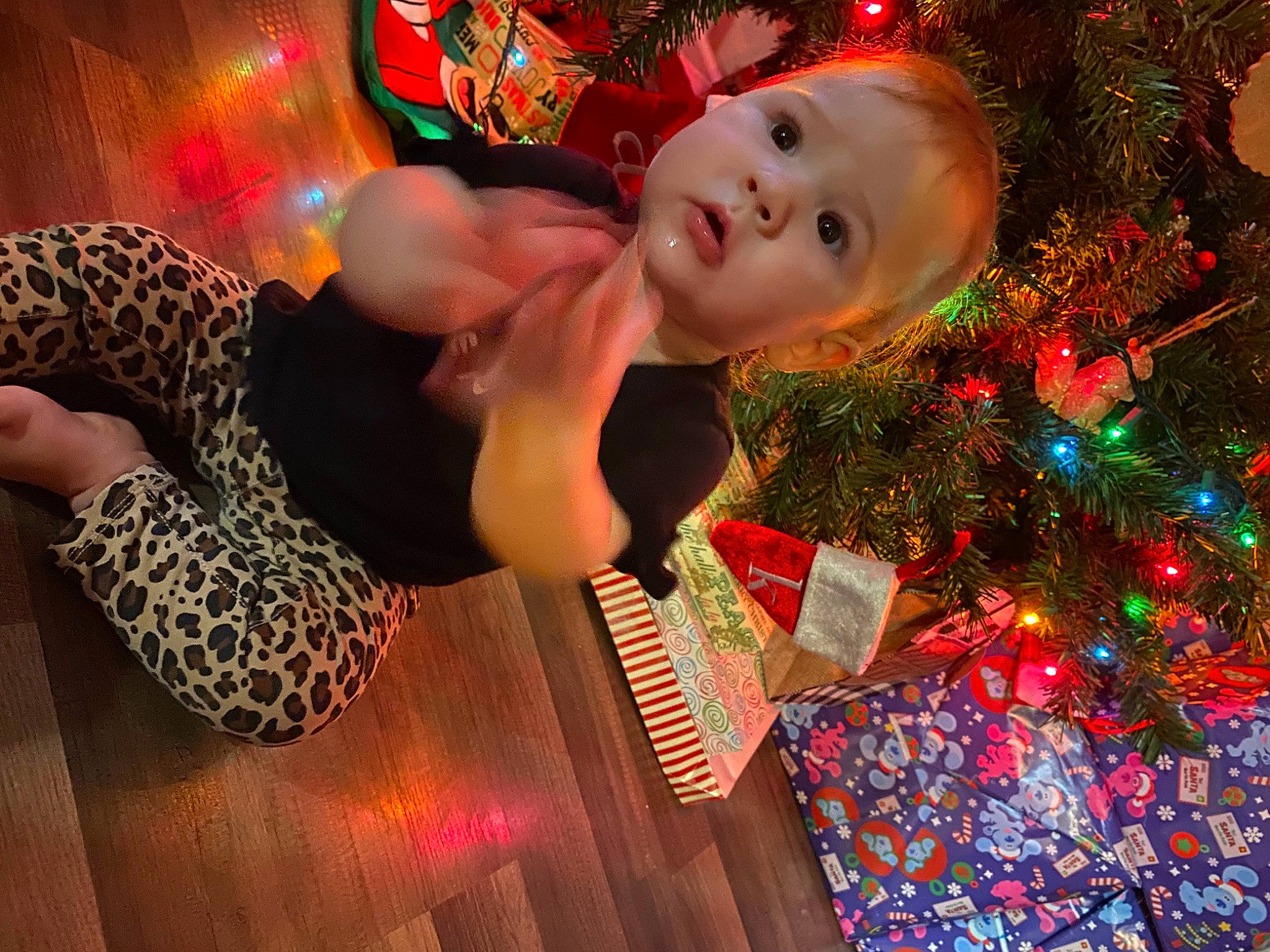 Blakelynn joined the competition — help win amazing prizes! beauty, child, christmas, christmas_decoration, christmas_eve, christmas_ornament, christmas_tree, conifer, event, fun, happy, head, holiday, holiday_ornament, light, ornament, pattern, person, surprise, toddler