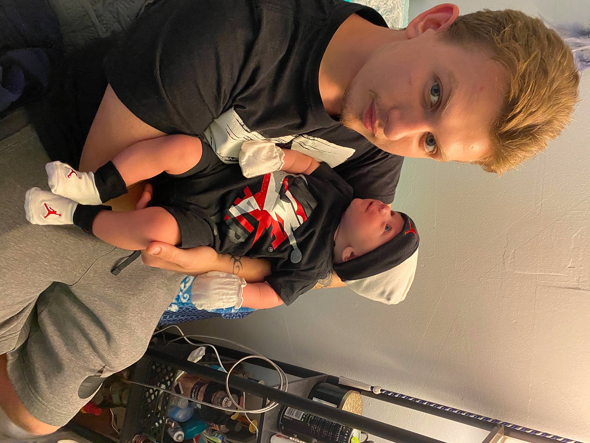 Xavier Bennett joined the competition — help win amazing prizes! child, comfort, elbow, fun, headwear, human_leg, joint, knee, leg, luggage_and_bags, person, room, shorts, t_shirt, thigh, toddler, wrist