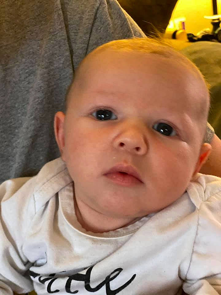 Braxtyn is registered to the contest to win money with this photo: baby, baby_toddler_clothing, cheek, child, chin, ear, eye, eyebrow, eyelash, forehead, hair, head, iris, lip, mouth, nose, person, skin, sleeve, toddler