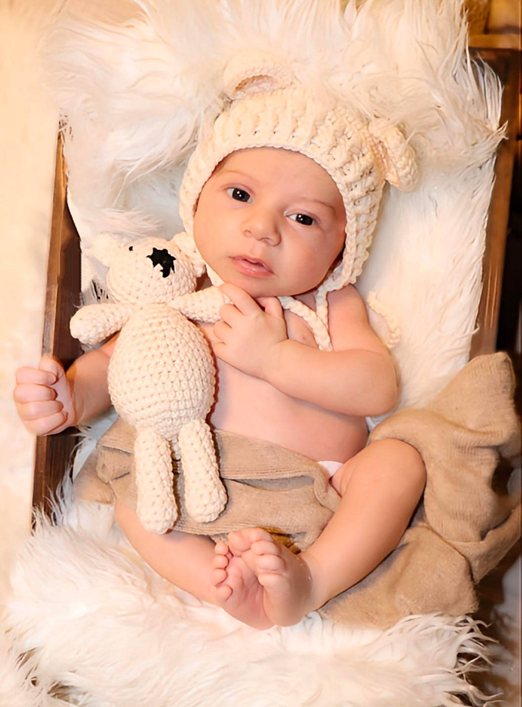 Gio joined the competition — help win amazing prizes! baby, baby_toddler_clothing, child, comfort, doll, eye, eyelash, fawn, finger, fur, hand, headband, headpiece, headwear, iris, jewellery, peach, person, pink, skin