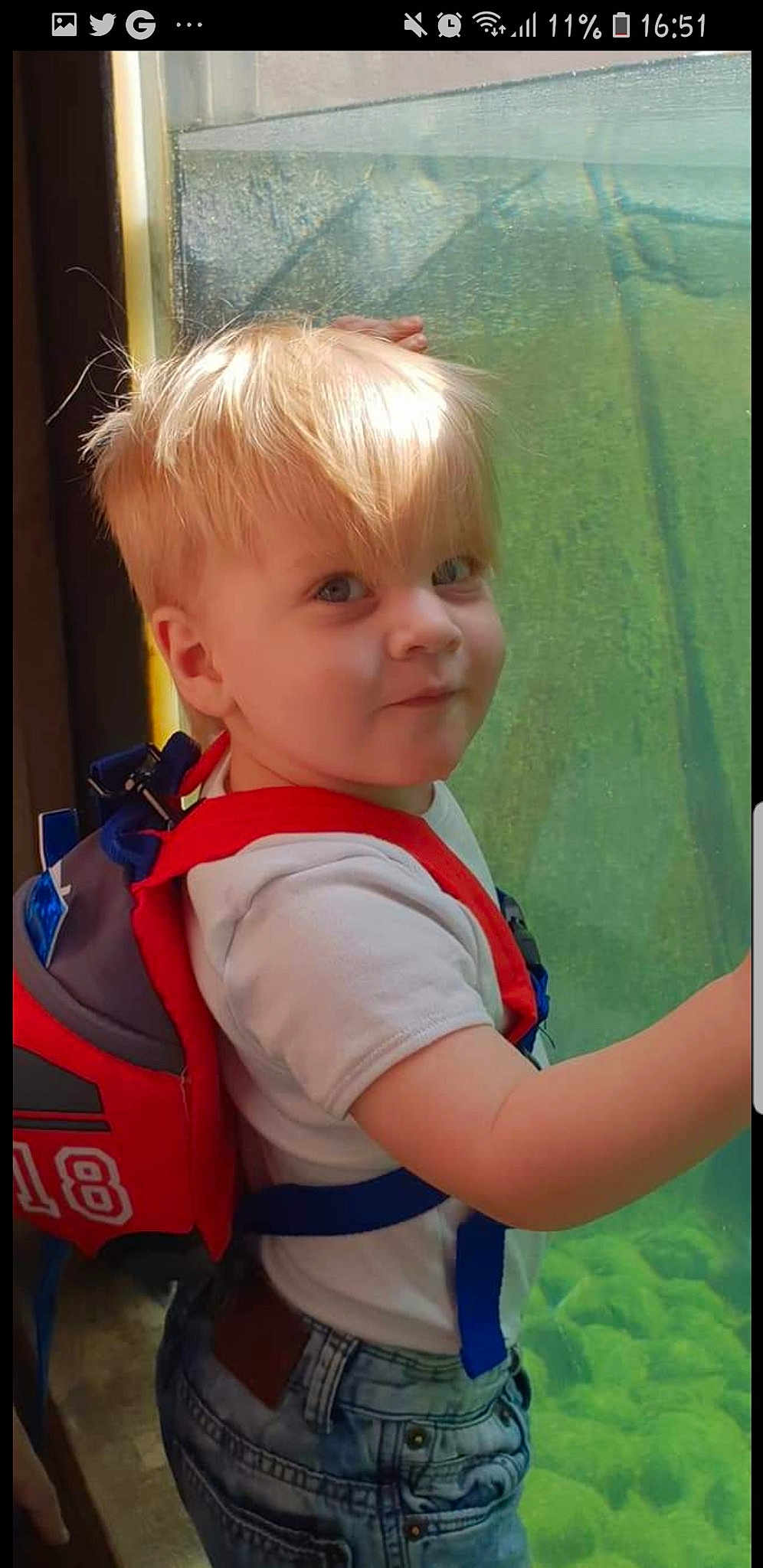 Harley Lee is registered to the contest to win money with this photo: arm, blond, boy, cheek, child, cool, eye, fun, girl, hair, hairstyle, head, human_hair_color, infant, mouth, person, play, product, skin, smile