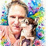 Ms Bubbles B joined the competition — help win amazing prizes! animal, artistic, background, closeup, colorful, creative, cute, dog, face, flowers, friendship, handmade, painting, pet, portrait, smiling, stars, vibrant, watercolor, woman