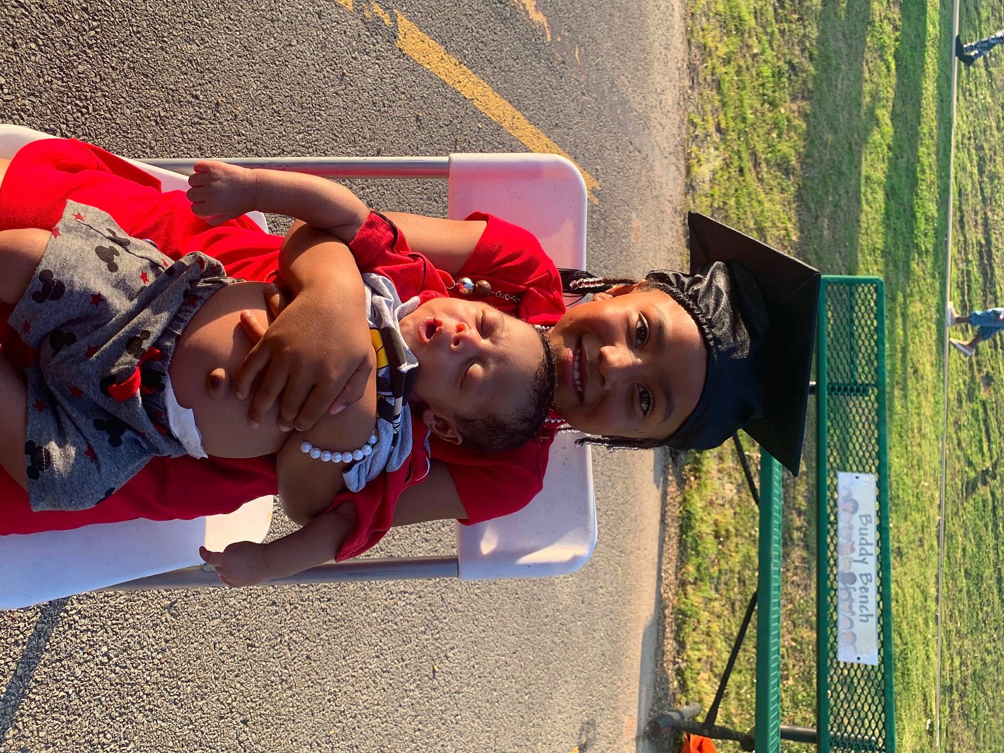 Katelyn joined the competition — help win amazing prizes! carmine, child, competition_event, eyewear, fun, grass, happy, hat, headwear, human_leg, joy, leisure, person, personal_protective_equipment, recreation, shorts, t_shirt, thigh, toddler, vacation