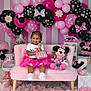 Tyaisia is registered to the contest to win money with this photo: balloons, birthday, celebration, child, cute, decorations, festive, gift_purse, happy, indoor, minnie_mouse, number_two, party, pink_sofa, pink_tutu, plush_toy, polka_dots, smiling_child, toddler, white_shirt