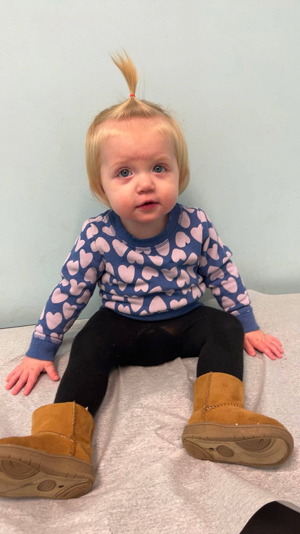 Lillian joined the competition — help win amazing prizes! baby, baby_toddler_clothing, cheek, child, costume, eye, fashion_accessory, flooring, head, human_leg, joint, knee, neck, pattern, peach, person, sitting, sleeve, t_shirt, toddler