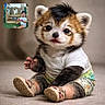 Martin Jr joined the competition — help win amazing prizes! animal, baby, carpet, child, clothing, composite, cute, fantasy, fur, indoor, outdoor, play_area, playground, portrait, red_panda, shoes, sitting, toddler, toy, young_child