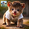 Martin Jr joined the competition — help win amazing prizes! animal_face, baby, baby_animal, background_blur, child, close_up, composite_image, crawling, cute, cute_animal, digital_art, fur, grass, human_face, outdoor, playground, portrait, smiling, white_shirt, young_child