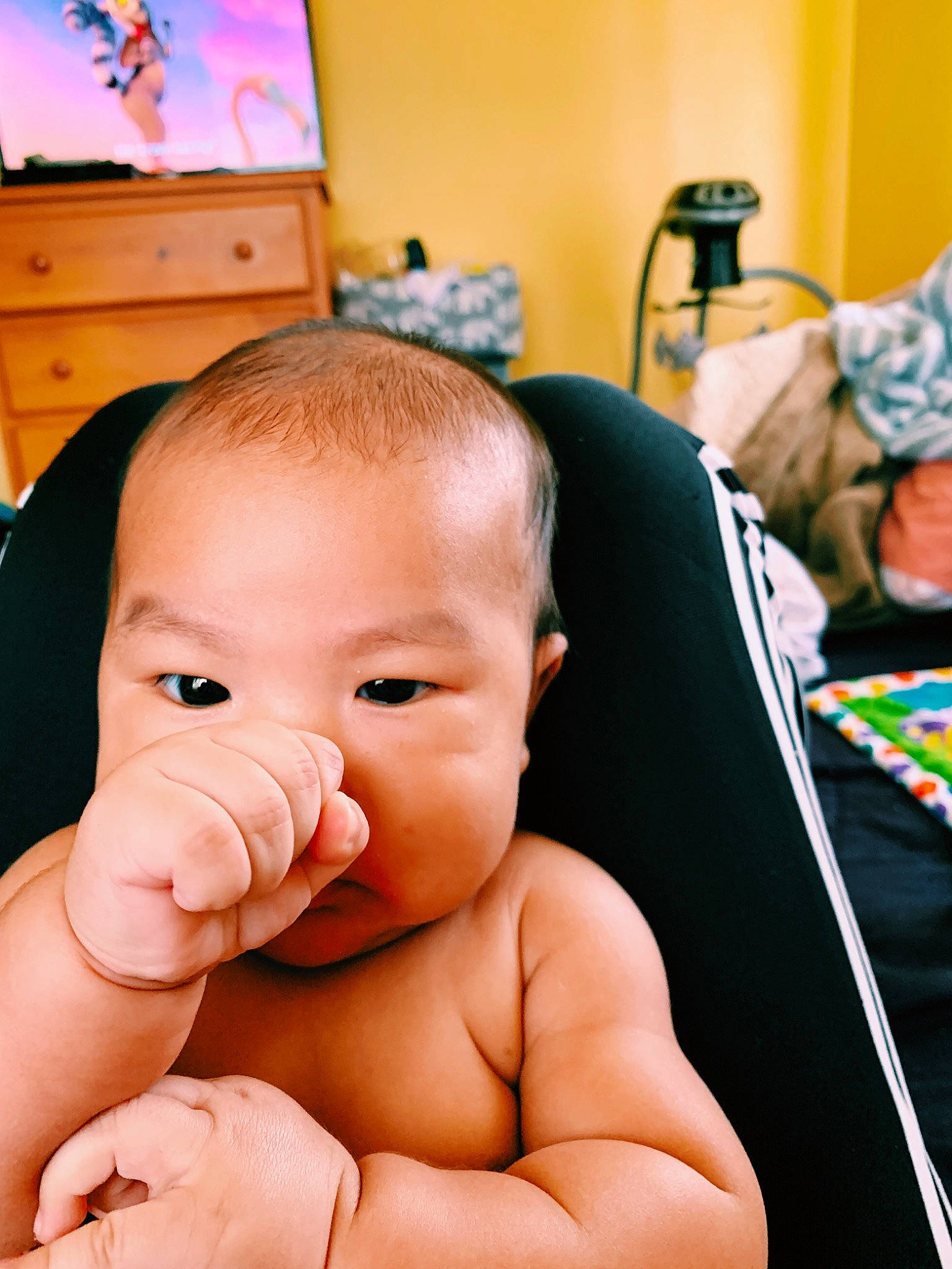 Daelen is registered to the contest to win money with this photo: baby, birth, cheek, child, face, finger, head, mouth, muscle, neck, nose, person, skin, smile, thumb, toddler