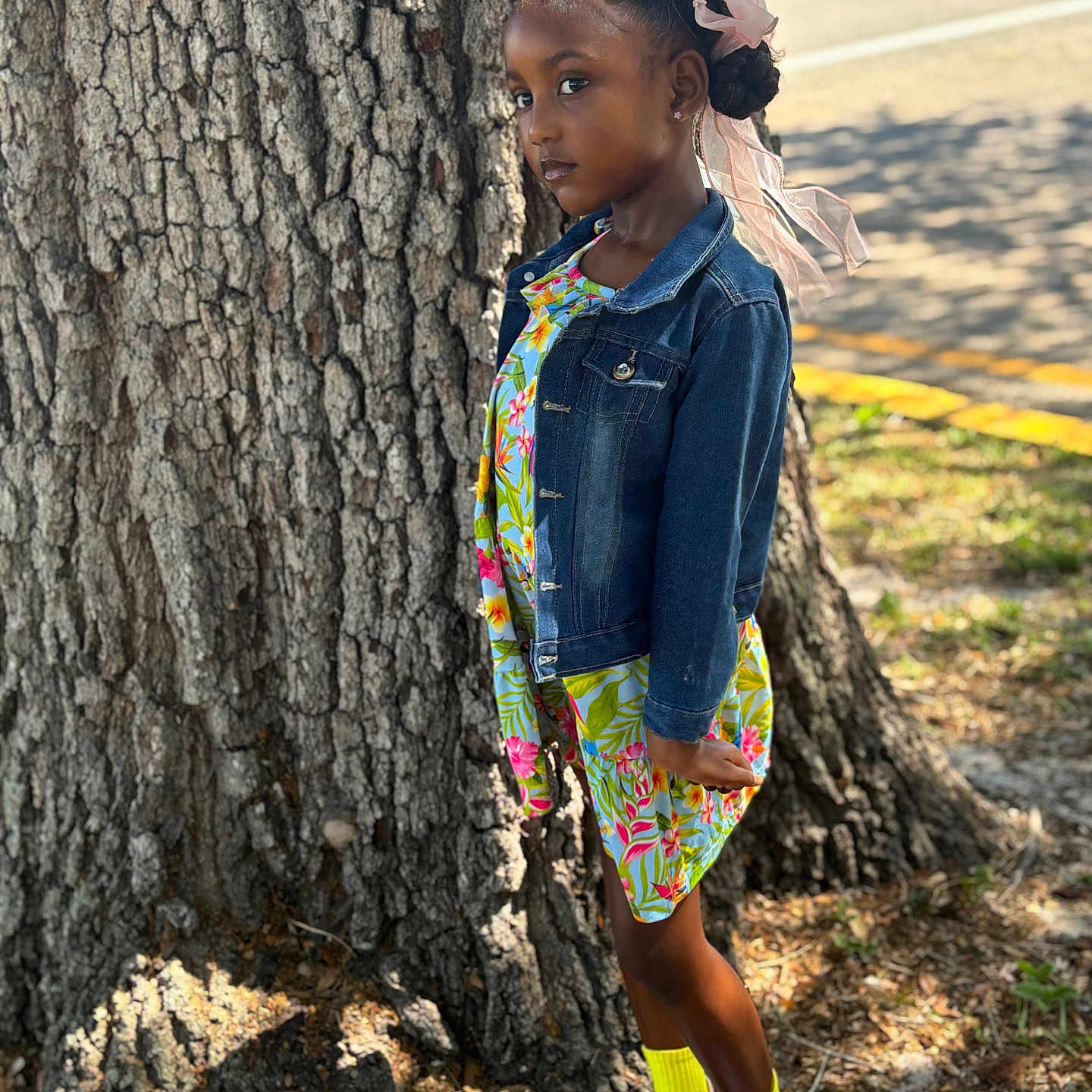 Khalani joined the competition — help win amazing prizes! child, clothing, coat, face, female, footwear, girl, happy, head, hiding, jeans, pants, person, photography, portrait, shoe, shorts, sitting, smile, standing