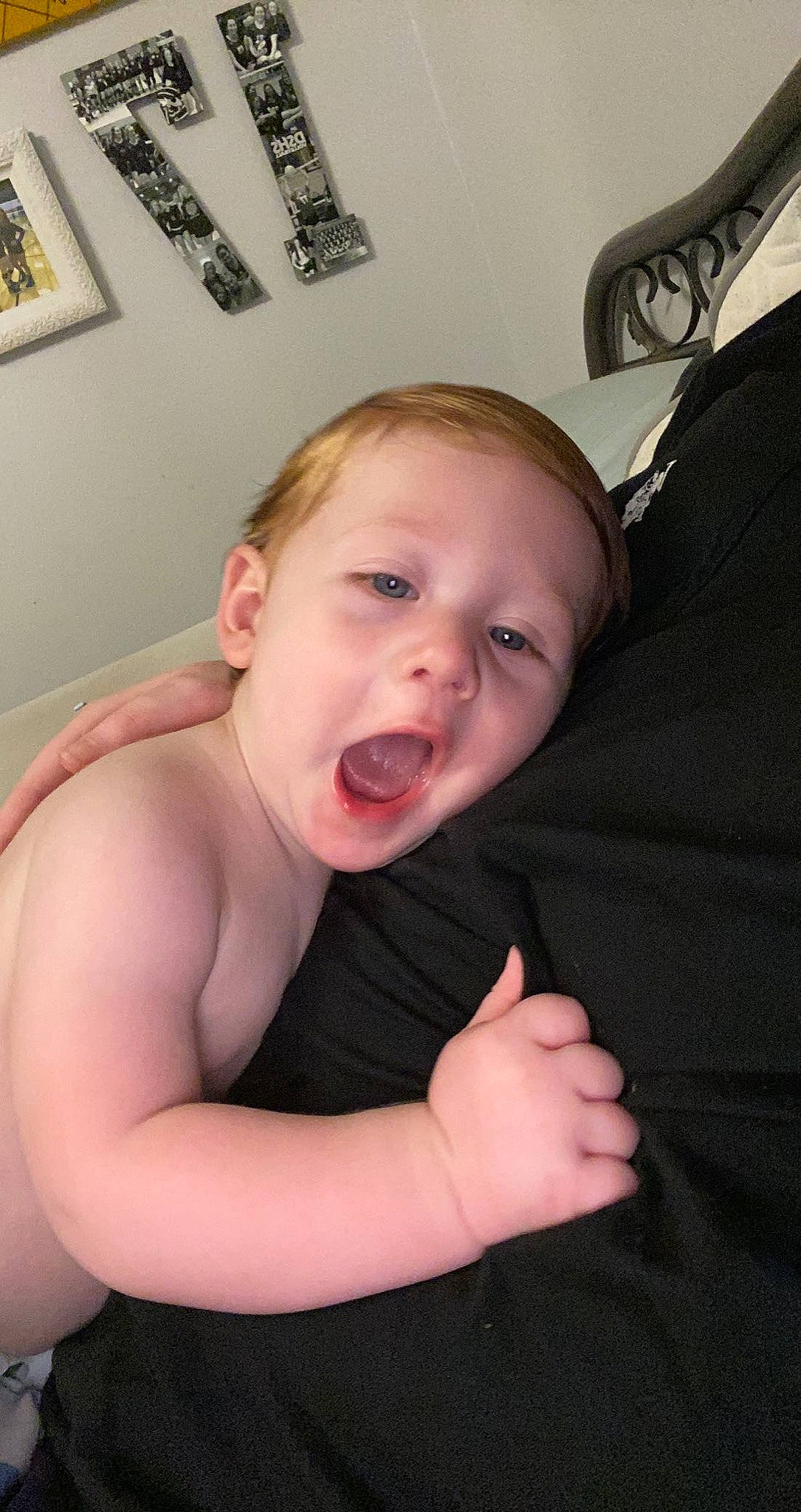 Corbett is registered to the contest to win money with this photo: cheek, chin, comfort, ear, eyebrow, flash_photography, hair, head, human_body, jaw, leg, lip, mouth, neck, nose, person, picture_frame, shoulder, skin, stomach