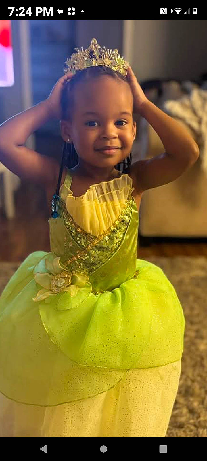 Jayliana is registered to the contest to win money with this photo: accessories, child, clothing, crown, dancing, dress, eveningdress, face, fashion, female, formalwear, girl, happy, head, jewelry, leisureactivities, person, photography, portrait, tiara