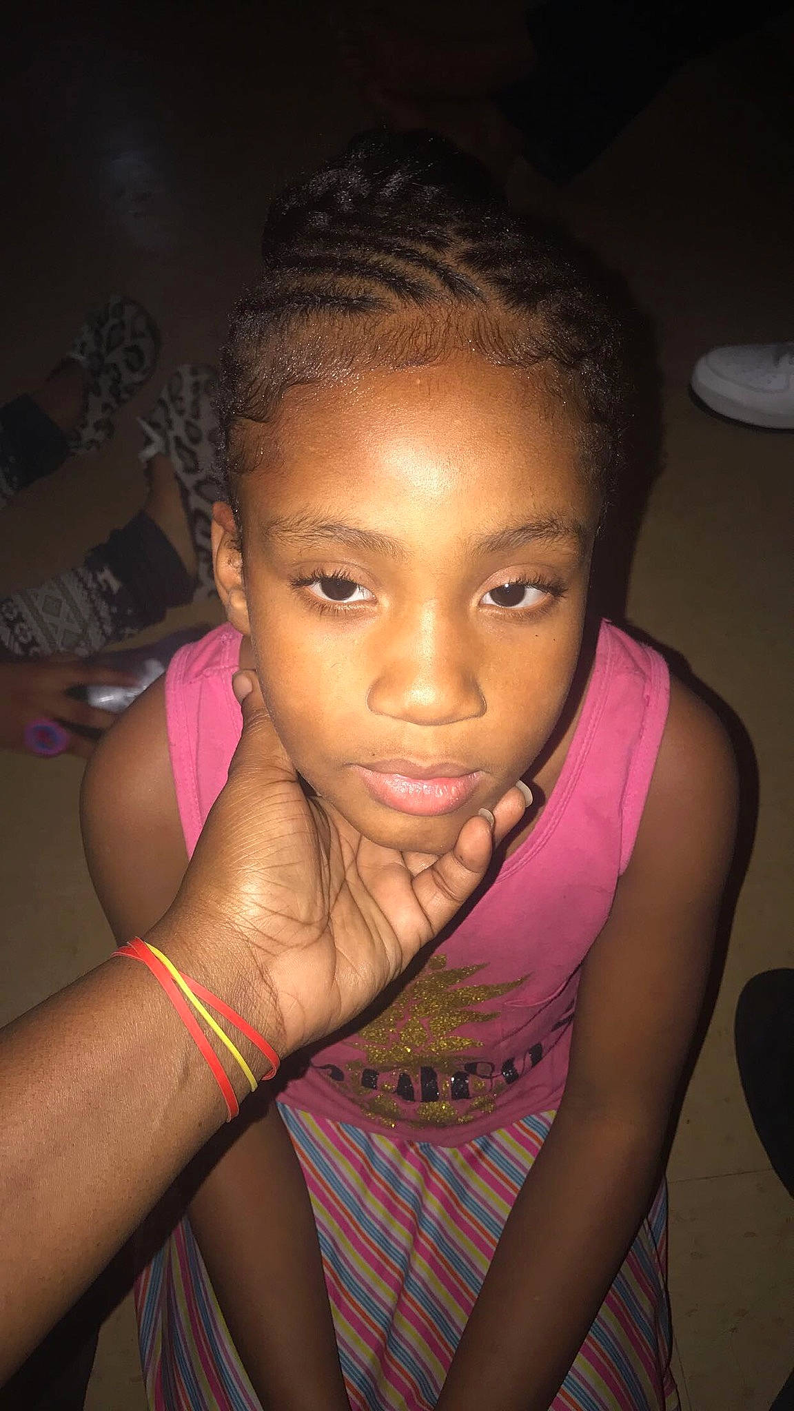 Corteanna is registered to the contest to win money with this photo: arm, cheek, chin, eye, eyebrow, eyelash, flash_photography, forehead, hair, hand, human_body, iris, joint, lip, mouth, muscle, neck, nose, person, pink