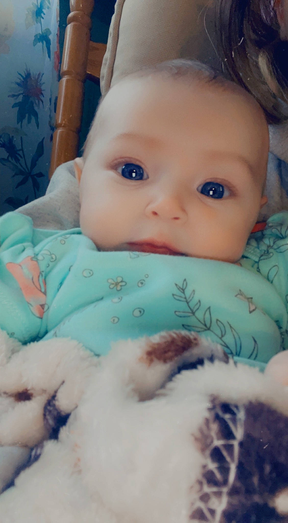 Gracelyn is registered to the contest to win money with this photo: aqua, azure, baby, baby_toddler_clothing, beauty, cheek, child, comfort, eyelash, facial_expression, happy, human, iris, linens, nose, organ, person, skin, smile, textile
