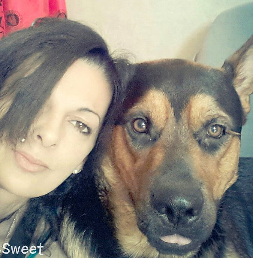 Hugo participe au concours pour gagner de l'argent avec cette photo : dog, dog_breed, dog_breed_group, dog_like_mammal, eye, person, selfie, snout