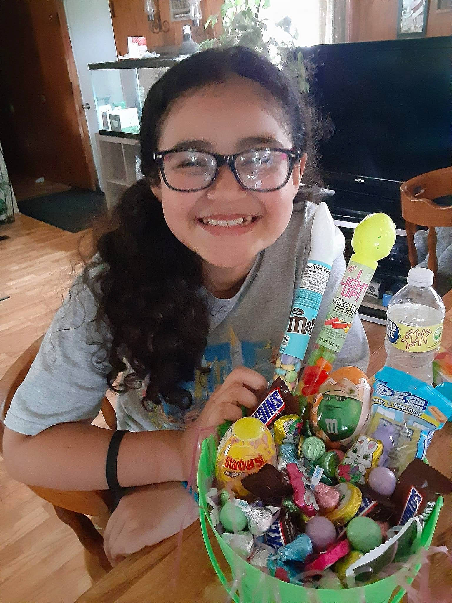 Victoria joined the competition — help win amazing prizes! basket, chair, confectionery, convenience_store, event, eyewear, fashion_accessory, food, fun, glasses, happy, holiday, joy, junk_food, person, plastic, present, retail, smile, sweetness