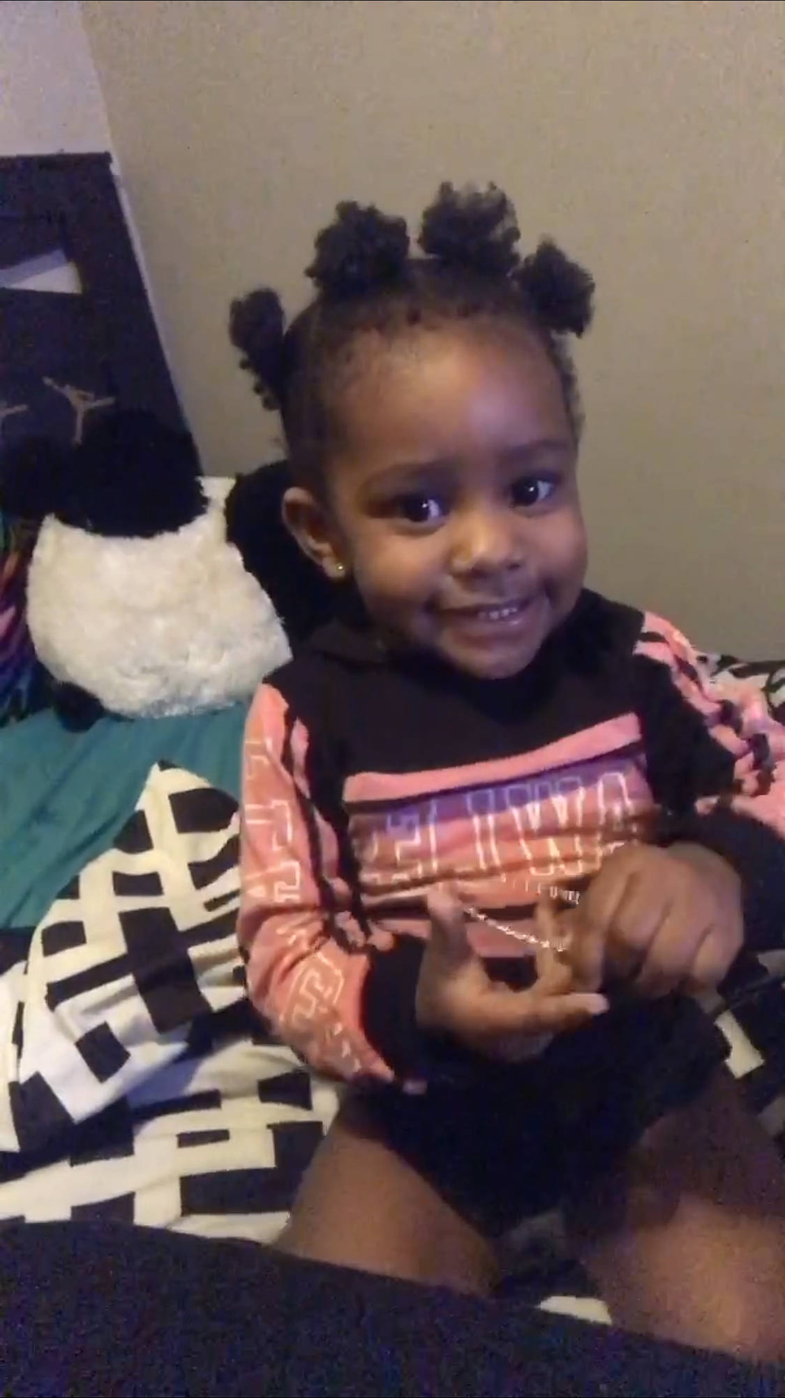 Tanylah joined the competition — help win amazing prizes! afro, arm, baby, black_hair, cheek, child, cool, ear, face, forehead, hair, hairstyle, head, joy, people, person, play, selfie, sitting, smile