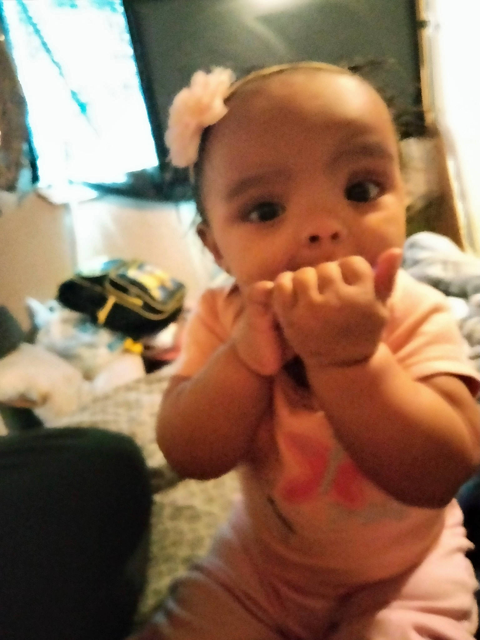 Alicia joined the competition — help win amazing prizes! baby, baby_toddler_clothing, cheek, ear, eye, finger, fun, gesture, happy, human_body, iris, lip, mammal, mouth, nail, nose, person, skin, thumb, toddler