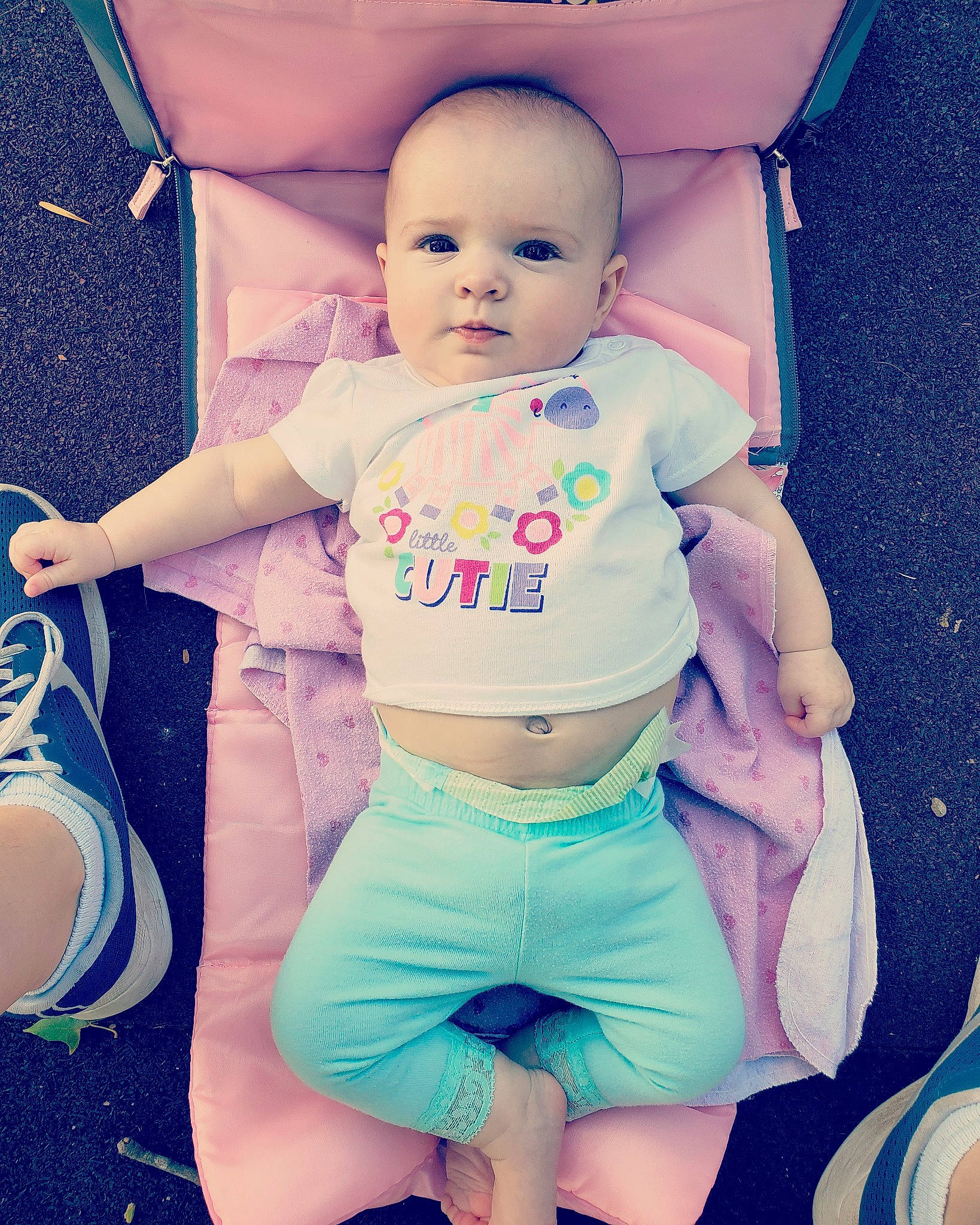 Skyleigh joined the competition — help win amazing prizes! baby, baby_products, baby_toddler_clothing, cheek, child, diaper, head, person, pink, product, skin, toddler