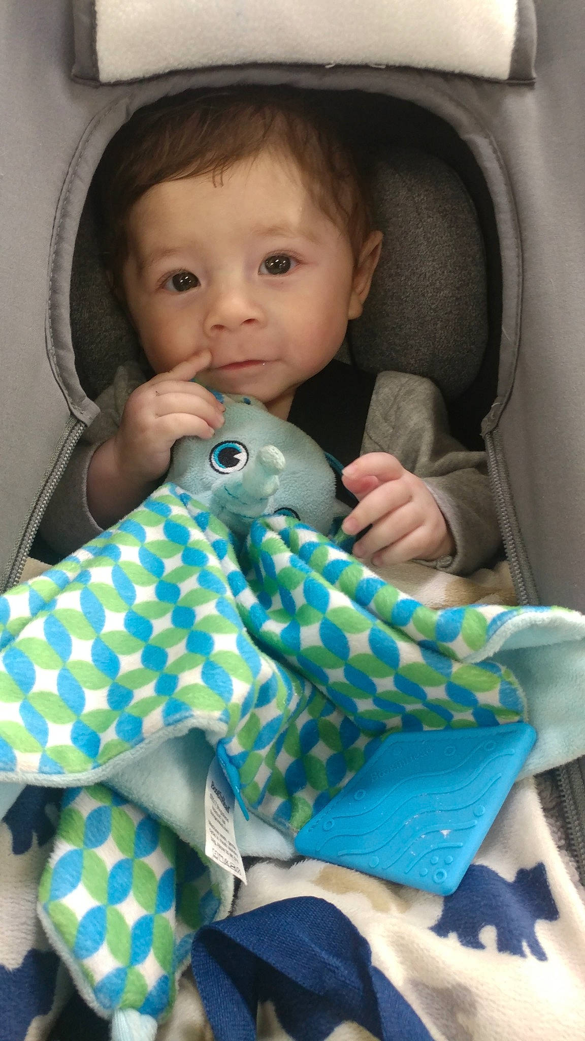 Bishop joined the competition — help win amazing prizes! baby_carriage, baby_products, blue, child, eye, green, infant, iris, person, play, product, sitting, skin, textile, toddler, toy