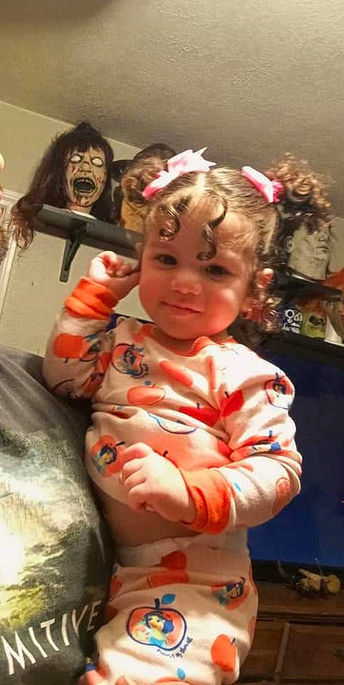 Jocelyn joined the competition — help win amazing prizes! baby, cheek, child, costume, event, flesh, fun, fur, hair, happy, mouth, nose, people, person, pink, room, sitting, smile, toddler, tradition