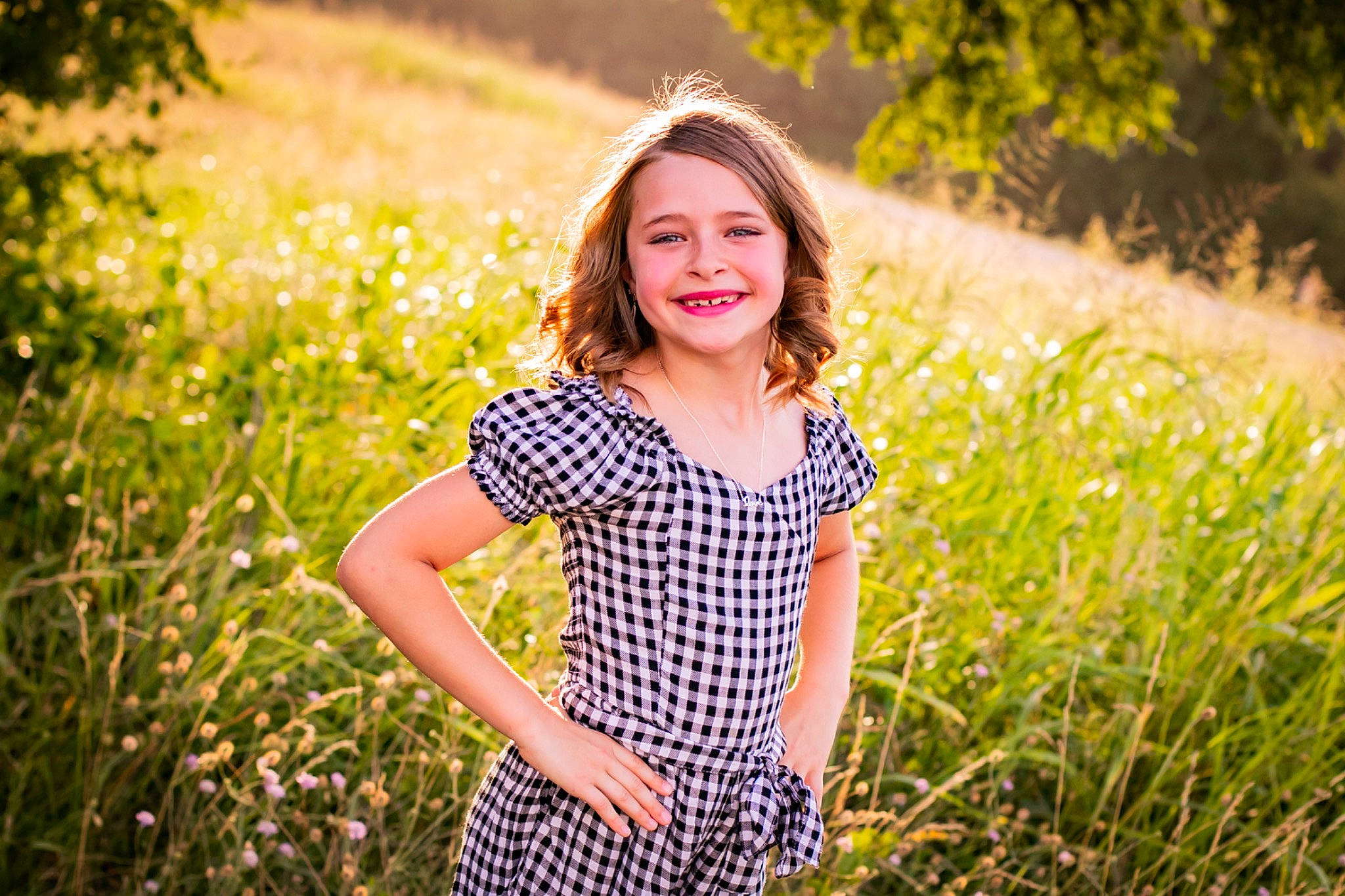 Haylie joined the competition — help win amazing prizes! dress, facial_expression, flash_photography, grass, grassland, hairstyle, happy, joy, landscape, leaf, long_hair, meadow, morning, natural_landscape, people_in_nature, person, plant, smile, summer, sunlight