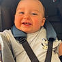 baby, babywear, child, childcare, clothing, cute, face, happy, head, indoor, infant, person, portrait, seat, seatbelt, sitting, smiling, stroller, teeth, young