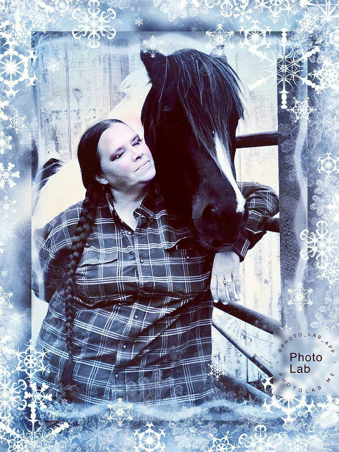 Fluffy is registered to the contest to win money with this photo: art, computer_wallpaper, freezing, girl, horse, horse_like_mammal, illustration, person, poster, tree, winter