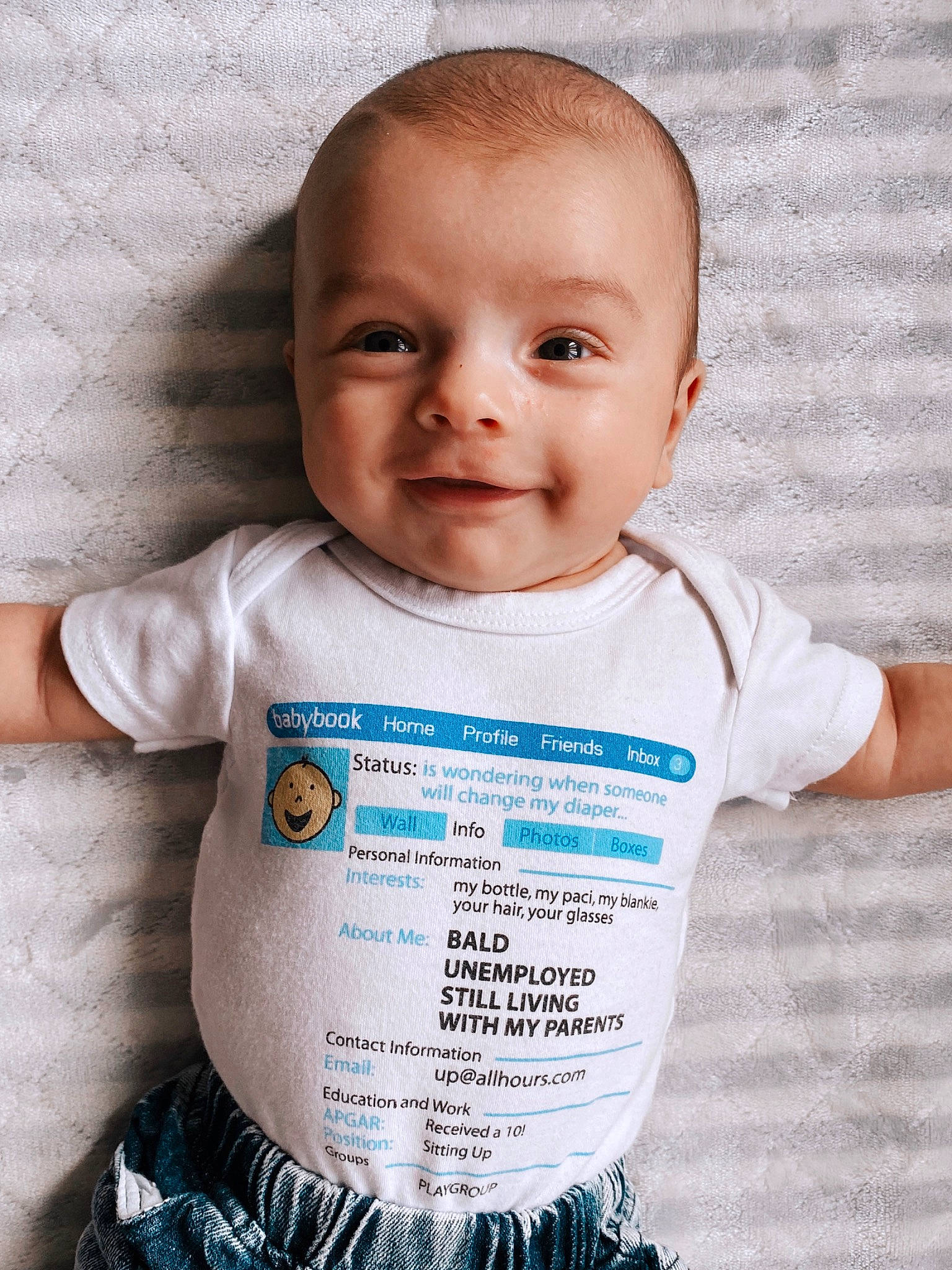 Kalvin joined the competition — help win amazing prizes! baby, baby_products, baby_toddler_clothing, cheek, child, child_model, face, head, joy, lip, nose, person, product, skin, sleeve, smile, t_shirt, toddler