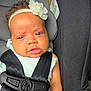 Ur'Majesty is registered to the contest to win money with this photo: baby, blue_eyes, car_interior, car_seat, child, close_up, curly_hair, cute, flower, headband, infant, portrait, pouting, safety, seat, seatbelt, straps, toddler, white_clothing, young_child
