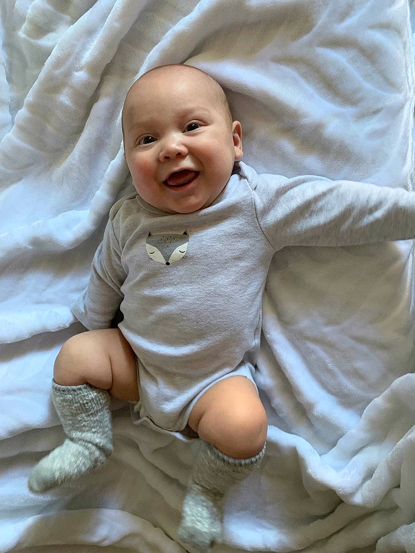 Cohen joined the competition — help win amazing prizes! baby, baby_toddler_clothing, cheek, child, person, sitting, skin, smile, toddler