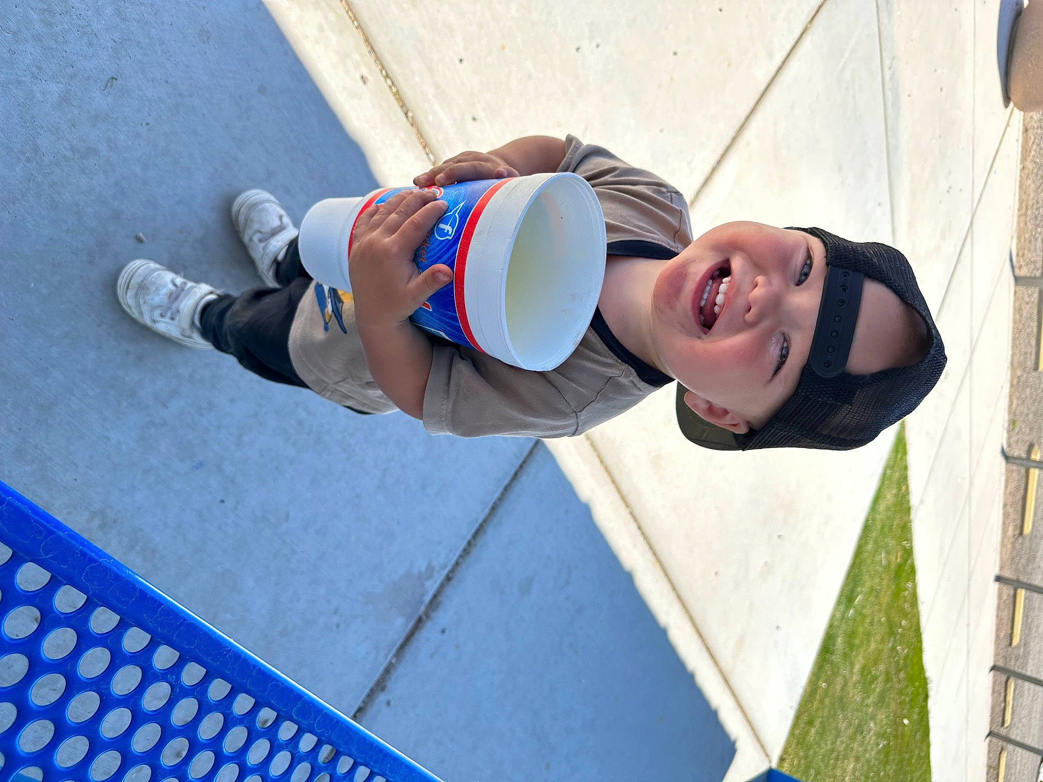 Lucas joined the competition — help win amazing prizes! child, concrete, elbow, electric_blue, fun, happy, hat, headwear, human_leg, joy, knee, leisure, person, recreation, smile, sportswear, t_shirt, thigh, toddler, water