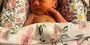 Layla is registered to the contest to win money with this photo: newborn, baby, sleeping, blanket, floral, soft, cozy, infant, peaceful, wrapped, cute, skin, head, hands, indoors, comfort, rest, portrait, child, toddler