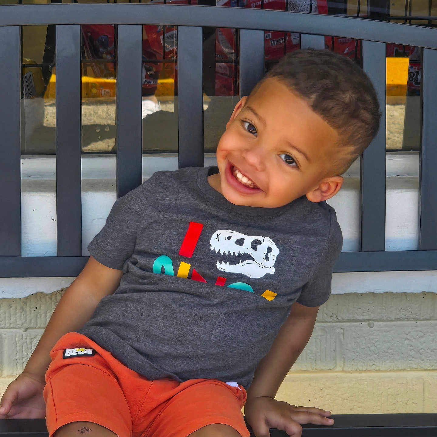 Patrick joined the competition — help win amazing prizes! architecture, boy, building, child, clothing, face, happy, head, house, housing, male, pants, person, photography, portrait, shorts, sitting, smile, staircase, t_shirt