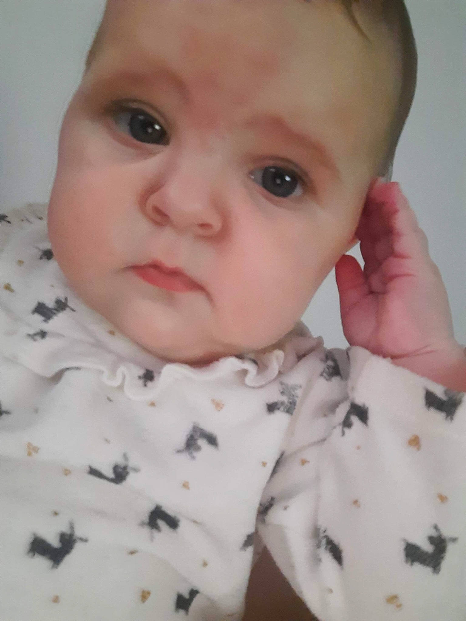 Naelya participe au concours pour gagner de l'argent avec cette photo : baby, baby_toddler_clothing, cheek, child, chin, collar, eye, eyebrow, eyelash, face, forehead, iris, lip, muscle, nose, organ, person, portrait_photography, skin, toddler