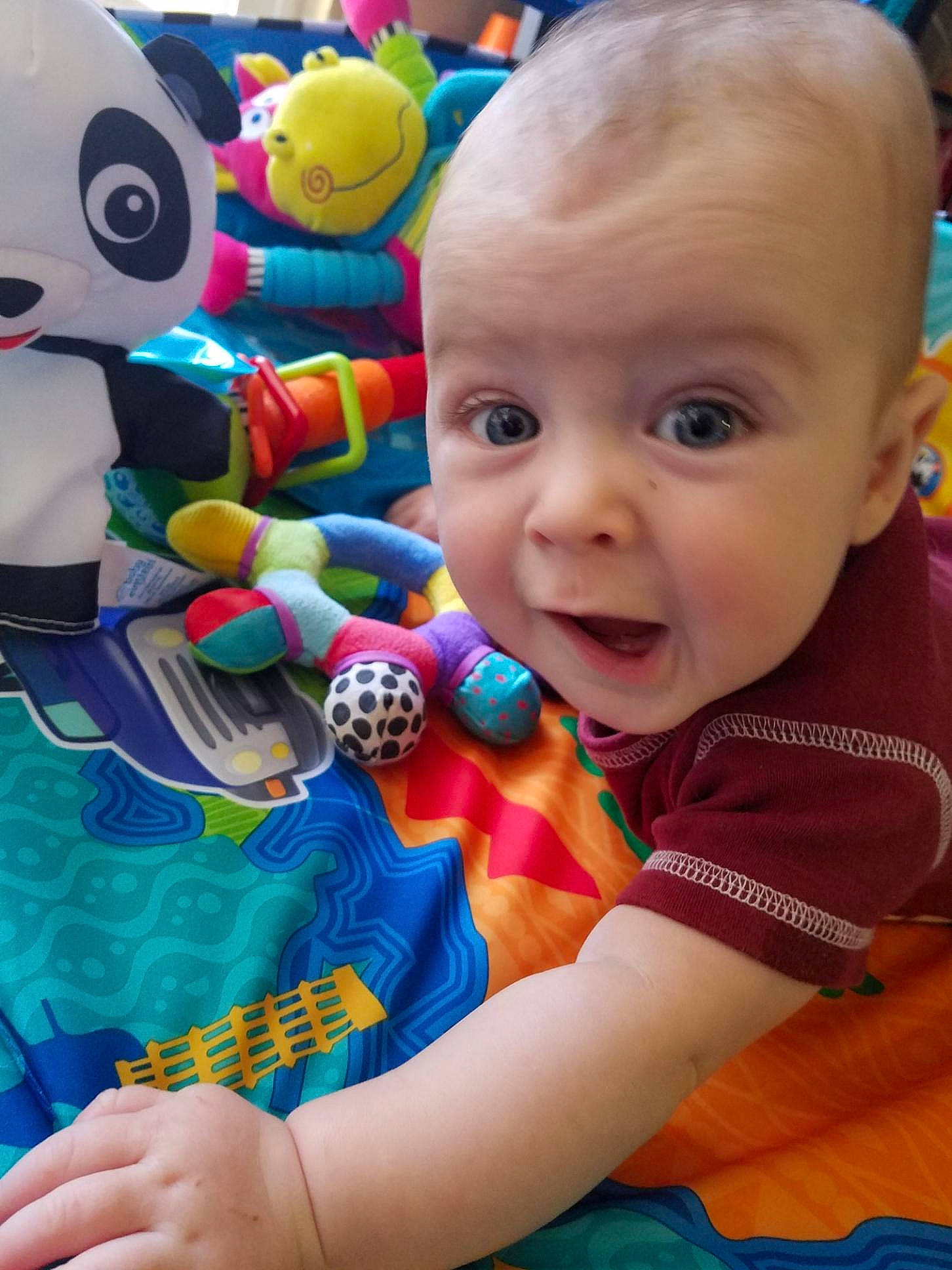 Lachlan joined the competition — help win amazing prizes! cheek, child, day, fun, infant, iris, person, play, product, skin, smile, toddler, toy