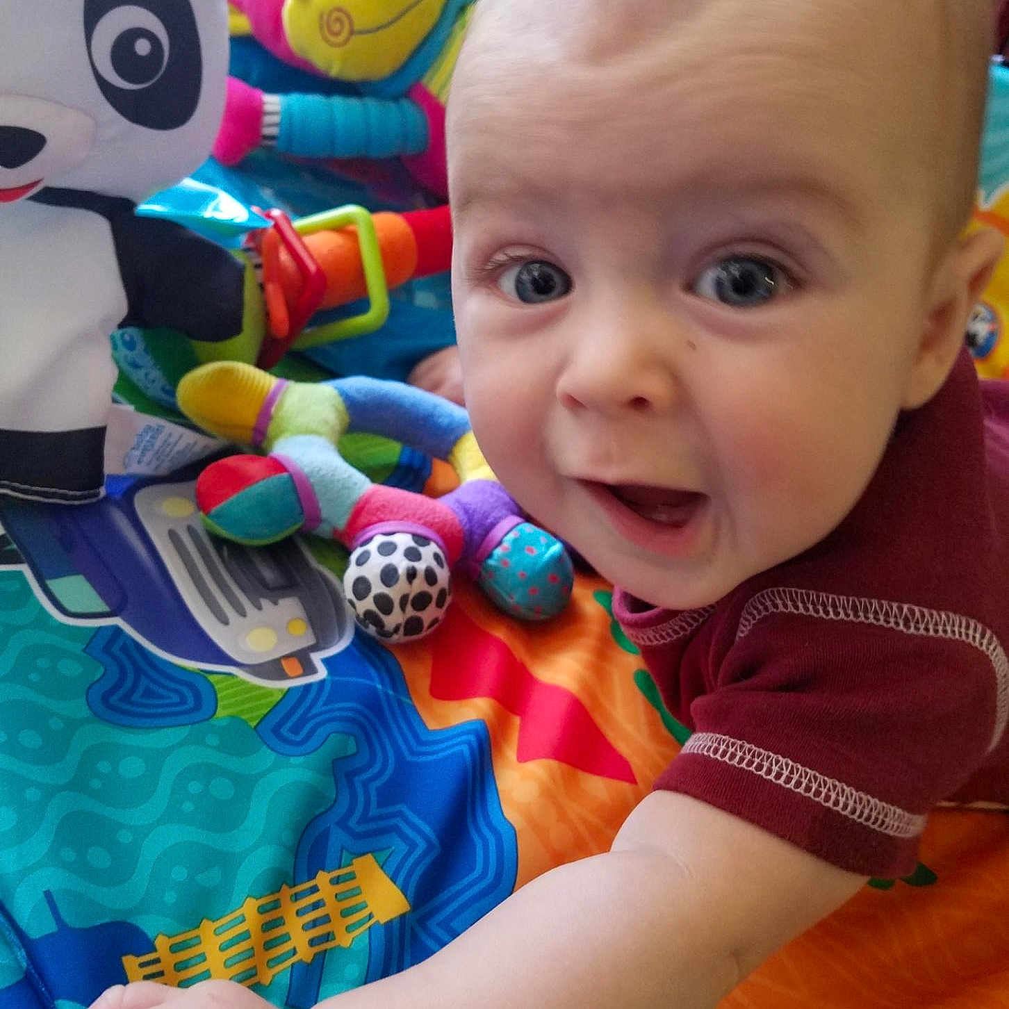 Lachlan joined the competition — help win amazing prizes! cheek, child, day, fun, infant, iris, person, play, product, skin, smile, toddler, toy