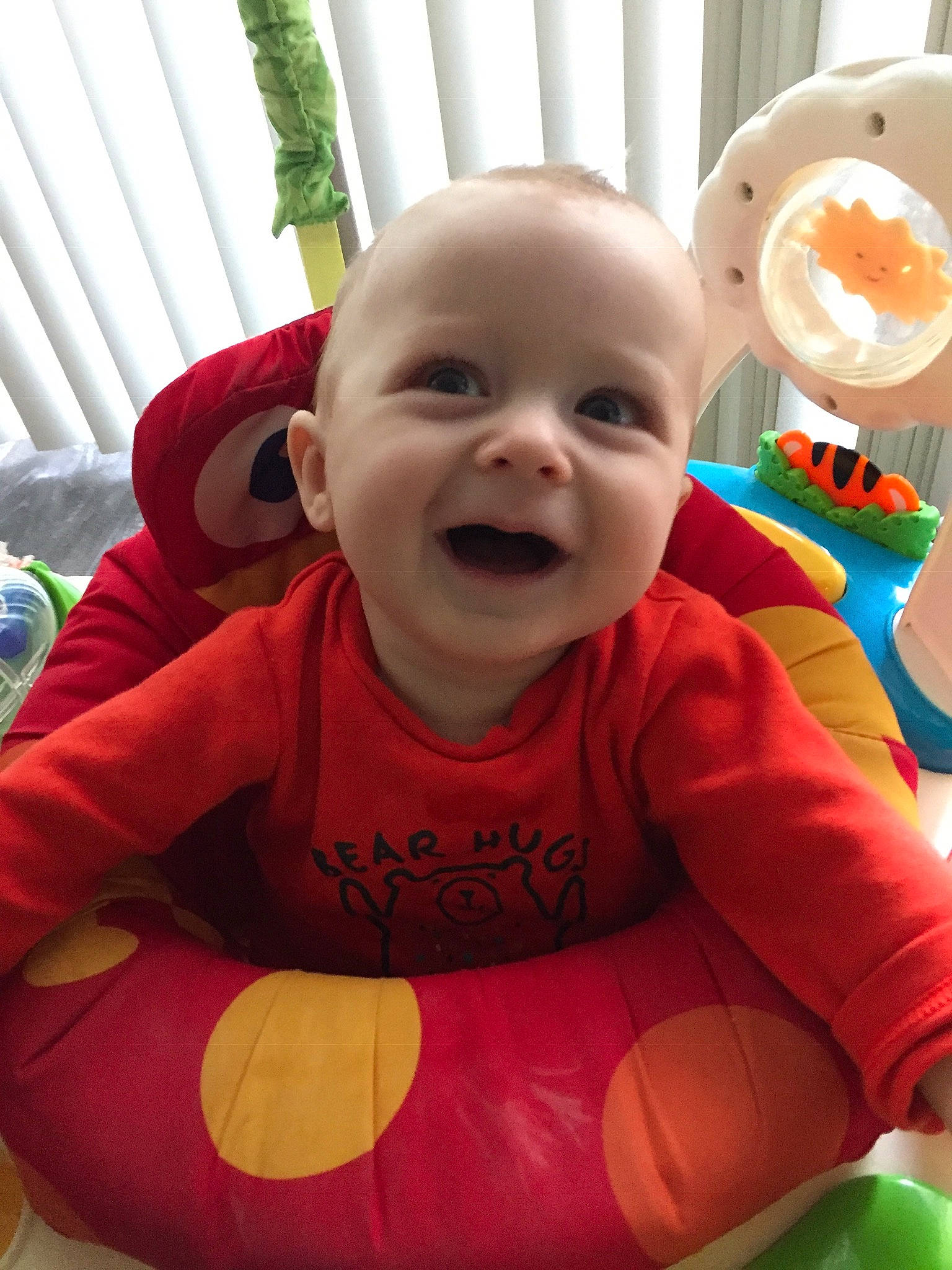 Lachlan joined the competition — help win amazing prizes! cheek, child, day, face, facial_expression, fun, happiness, head, infant, laughter, lip, mouth, person, play, product, red, skin, smile, toddler, toy
