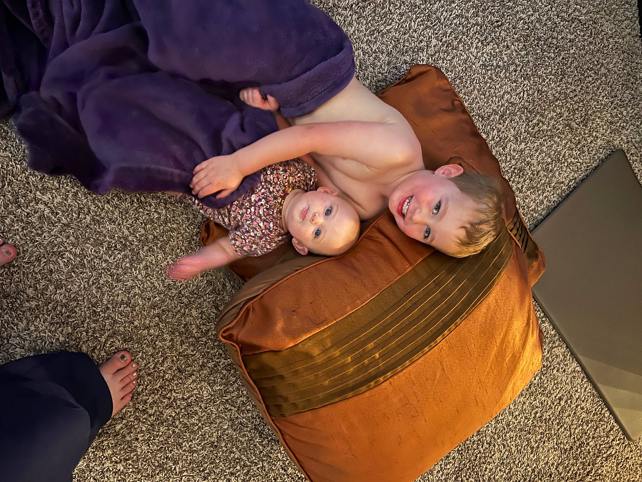 Wesley joined the competition — help win amazing prizes! abdomen, barefoot, child, comfort, flash_photography, floor, flooring, foot, formal_wear, fun, grass, happy, hardwood, human_leg, joy, knee, long_hair, person, sitting, thigh